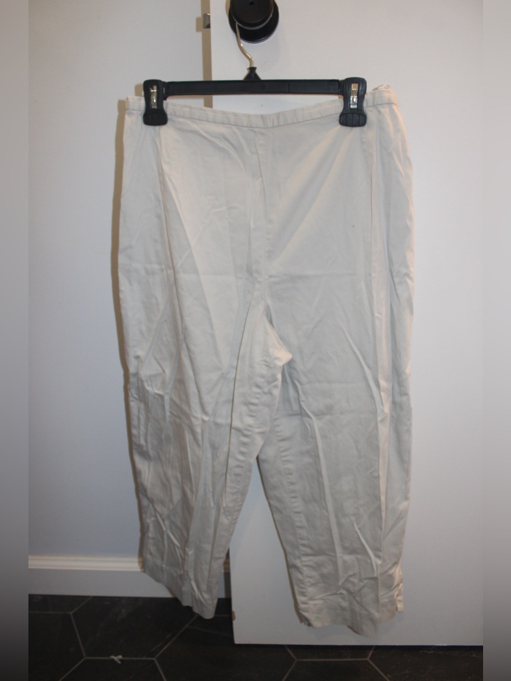 Vintage Valerie Stevens Petite HR3/4 Capri Pants Side Zip White 12P Cotton